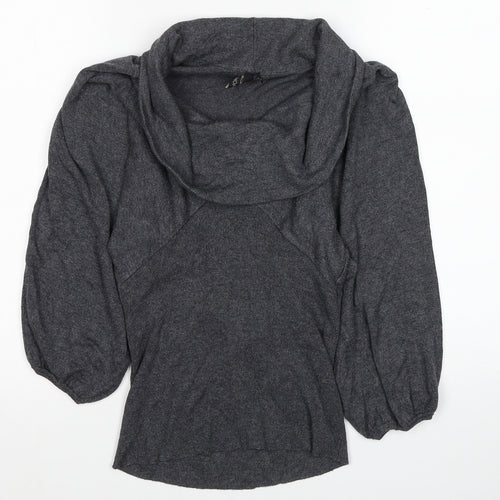 Topshop Womens Grey Viscose Jersey Blouse Size 10 Roll Neck