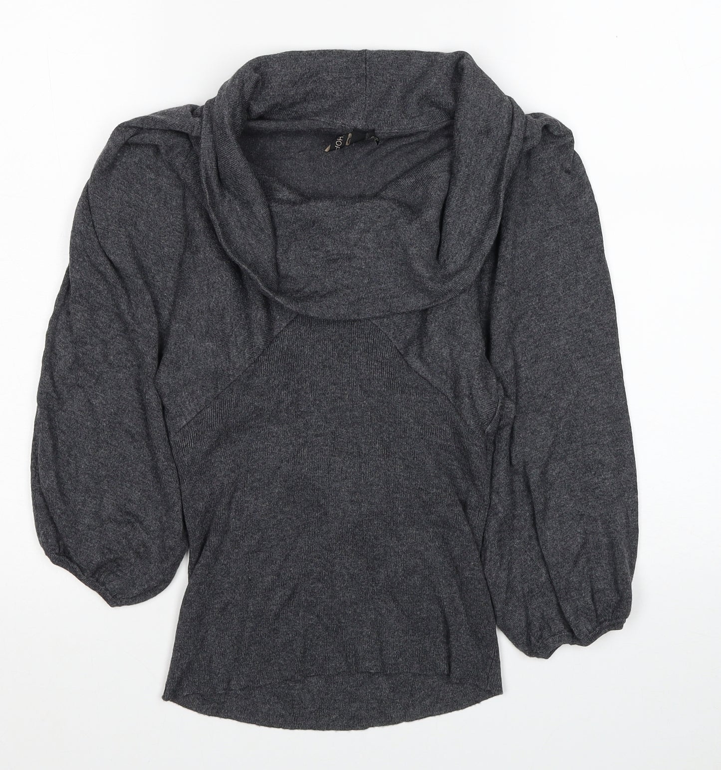 Topshop Womens Grey Viscose Jersey Blouse Size 10 Roll Neck
