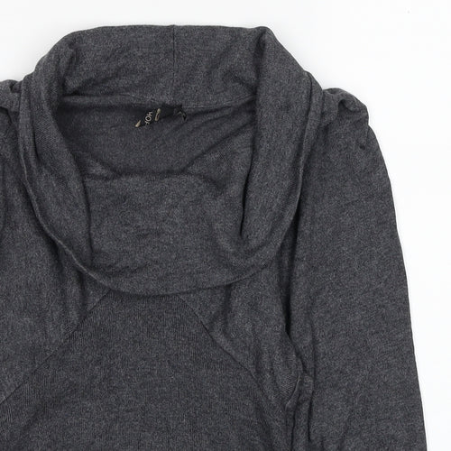 Topshop Womens Grey Viscose Jersey Blouse Size 10 Roll Neck