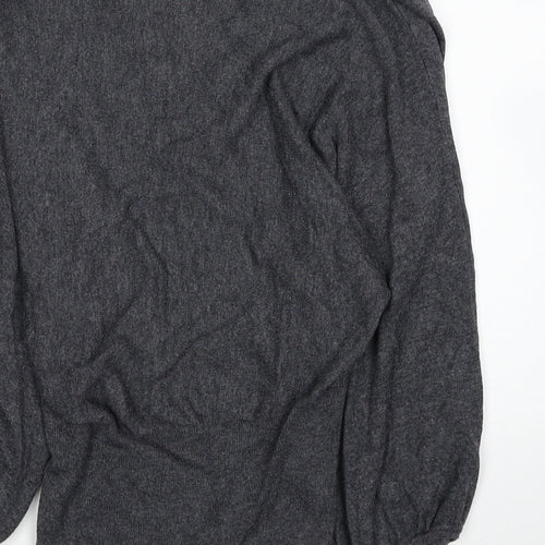 Topshop Womens Grey Viscose Jersey Blouse Size 10 Roll Neck