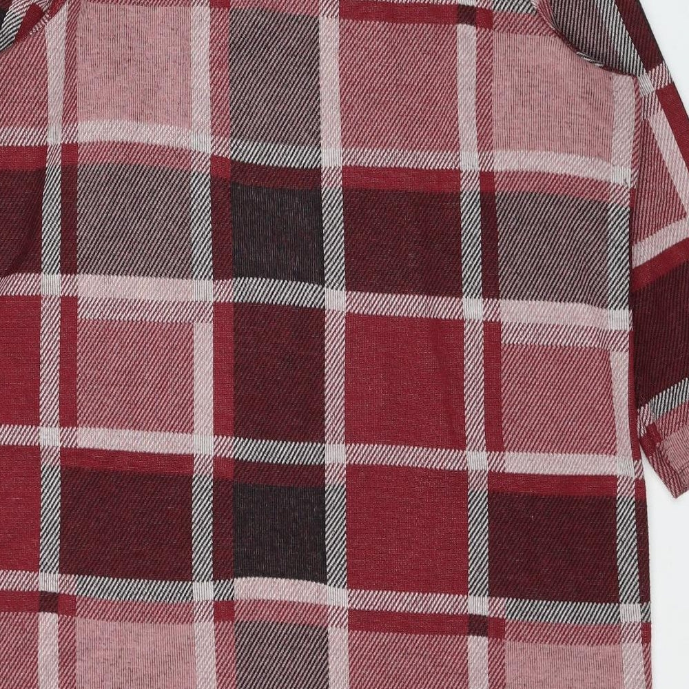 TU Womens Red Scoop Neck Plaid Polyester Tunic Jumper Size 18
