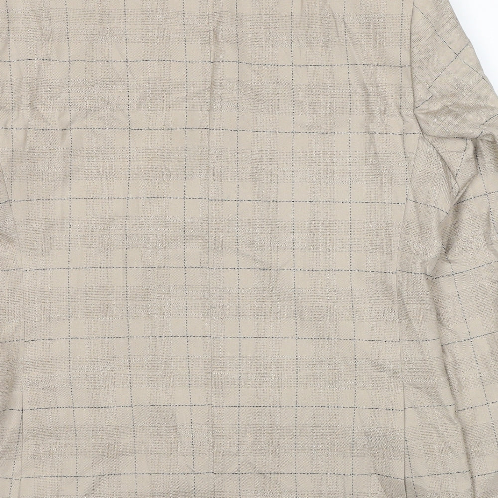 Boohoo Man Mens Beige Plaid Polyester Jacket Suit Jacket Size 40