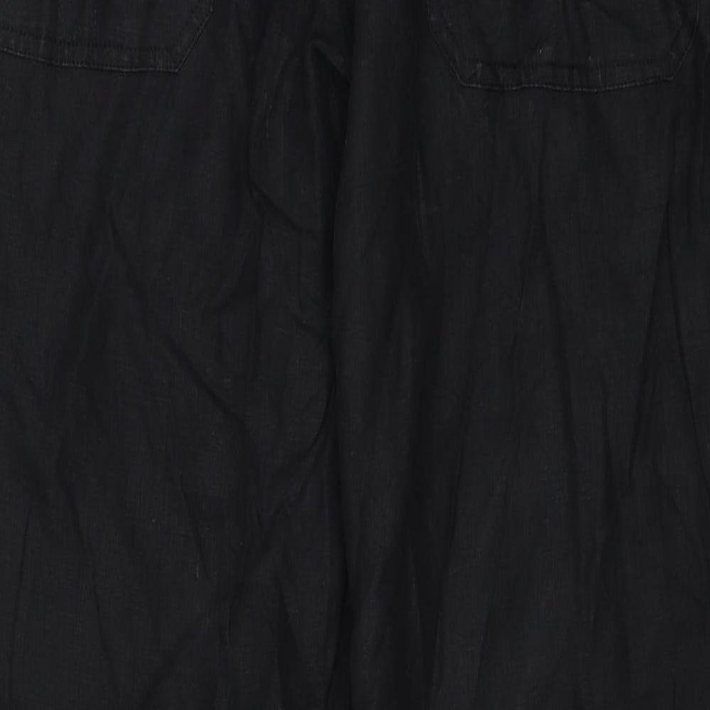 Firetrap Mens Black Linen Straight Jeans Size L L29 in Regular Button