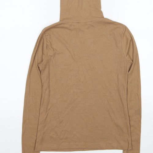 Peacocks Womens Brown High Neck Viscose Pullover Jumper Size 10 - Ribbed