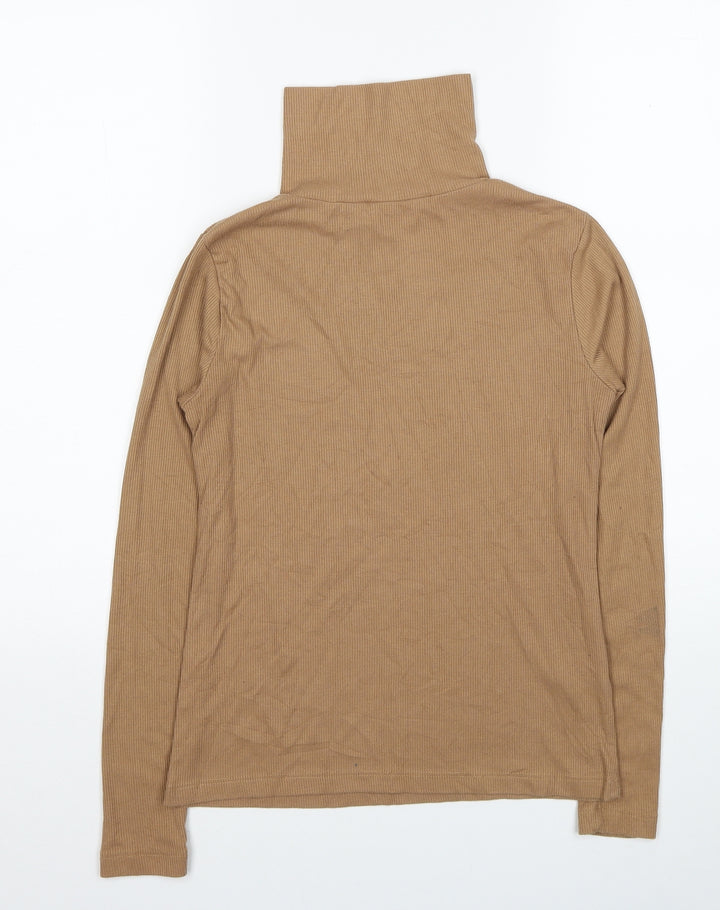 Peacocks Womens Brown High Neck Viscose Pullover Jumper Size 10 - Ribbed