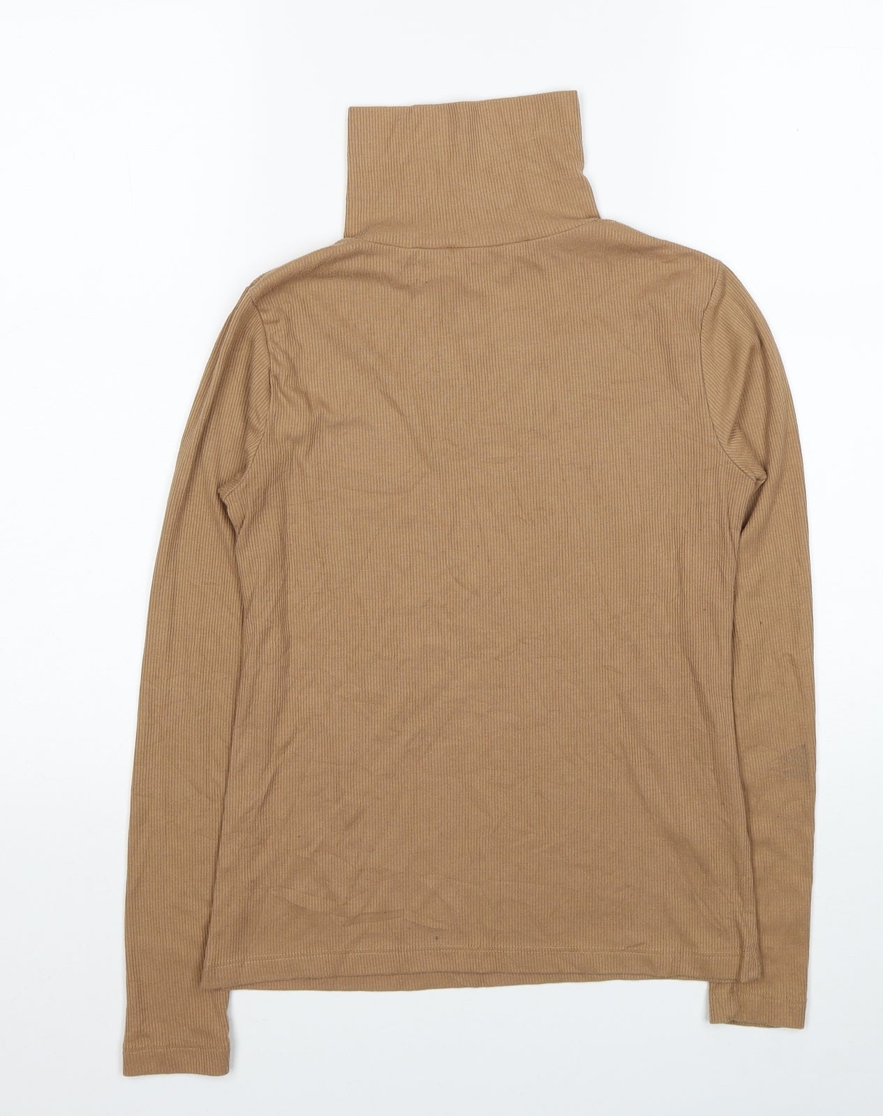 Peacocks Womens Brown High Neck Viscose Pullover Jumper Size 10 - Ribbed