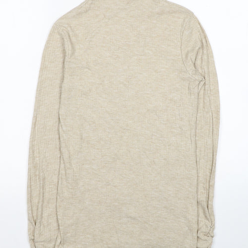 River Island Womens Beige Mock Neck Polyester Pullover Jumper Size 10 - Ribbed