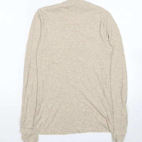 River Island Womens Beige Mock Neck Polyester Pullover Jumper Size 10 - Ribbed