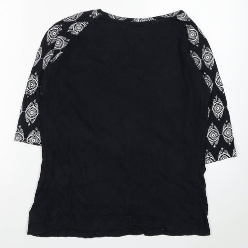 Goticana Womens Black Geometric Cotton Basic Blouse Size S Scoop Neck - Triangle Eye Cross