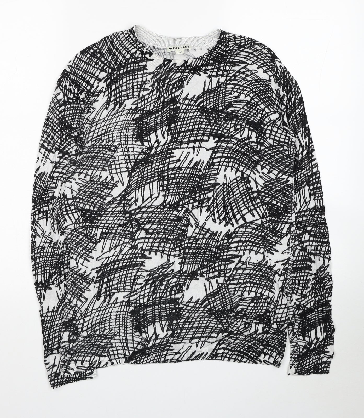 Whistles Womens Multicoloured Round Neck Geometric Cotton Pullover Jumper Size 12
