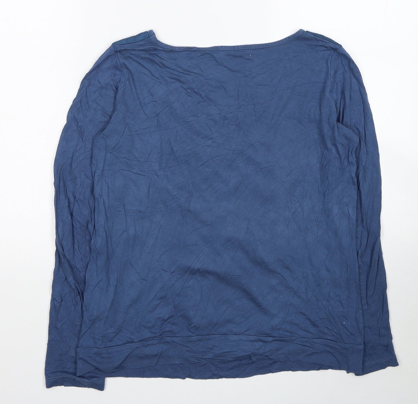 ORSAY Womens Blue Geometric Viscose Basic Blouse Size M Scoop Neck