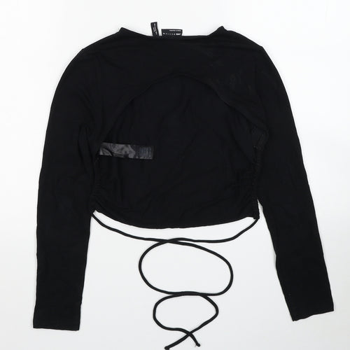 ASOS Womens Black Cotton Cropped Blouse Size 8 Round Neck