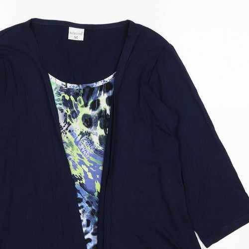 Reflections Womens Multicoloured Animal Print Viscose Basic Blouse Size M Scoop Neck - Cardigan Effect
