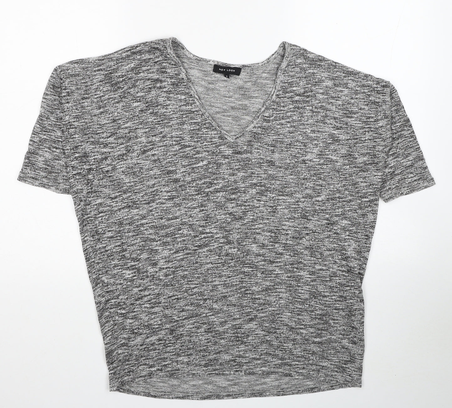 New Look Womens Grey V-Neck Viscose Pullover Jumper Size S