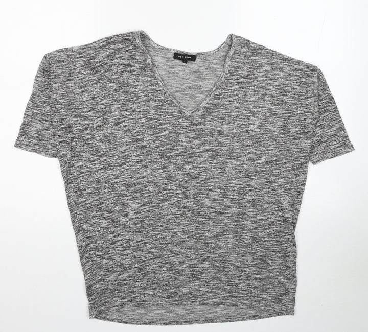 New Look Womens Grey V-Neck Viscose Pullover Jumper Size S
