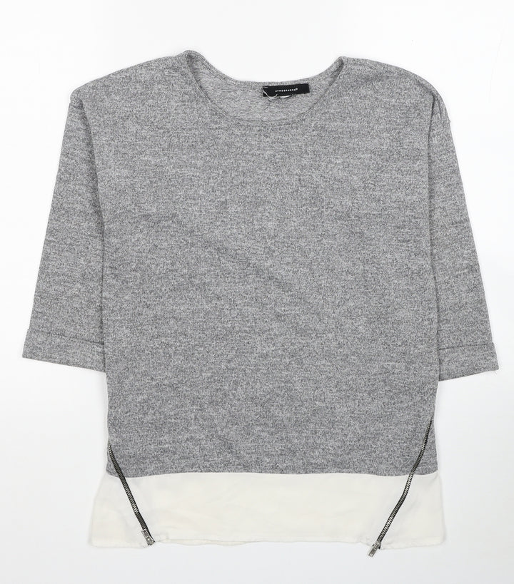 Atmosphere Womens Grey Polyester Jersey Blouse Size 6 Scoop Neck