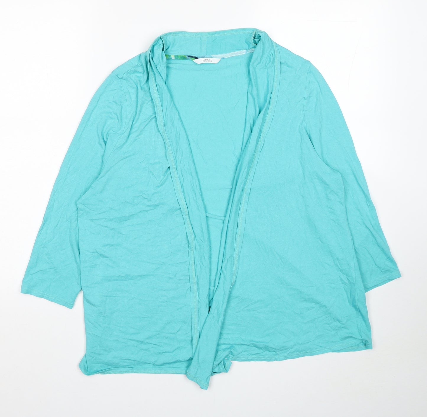 Marks and Spencer Womens Blue Polyester Kimono T-Shirt Size 18 V-Neck