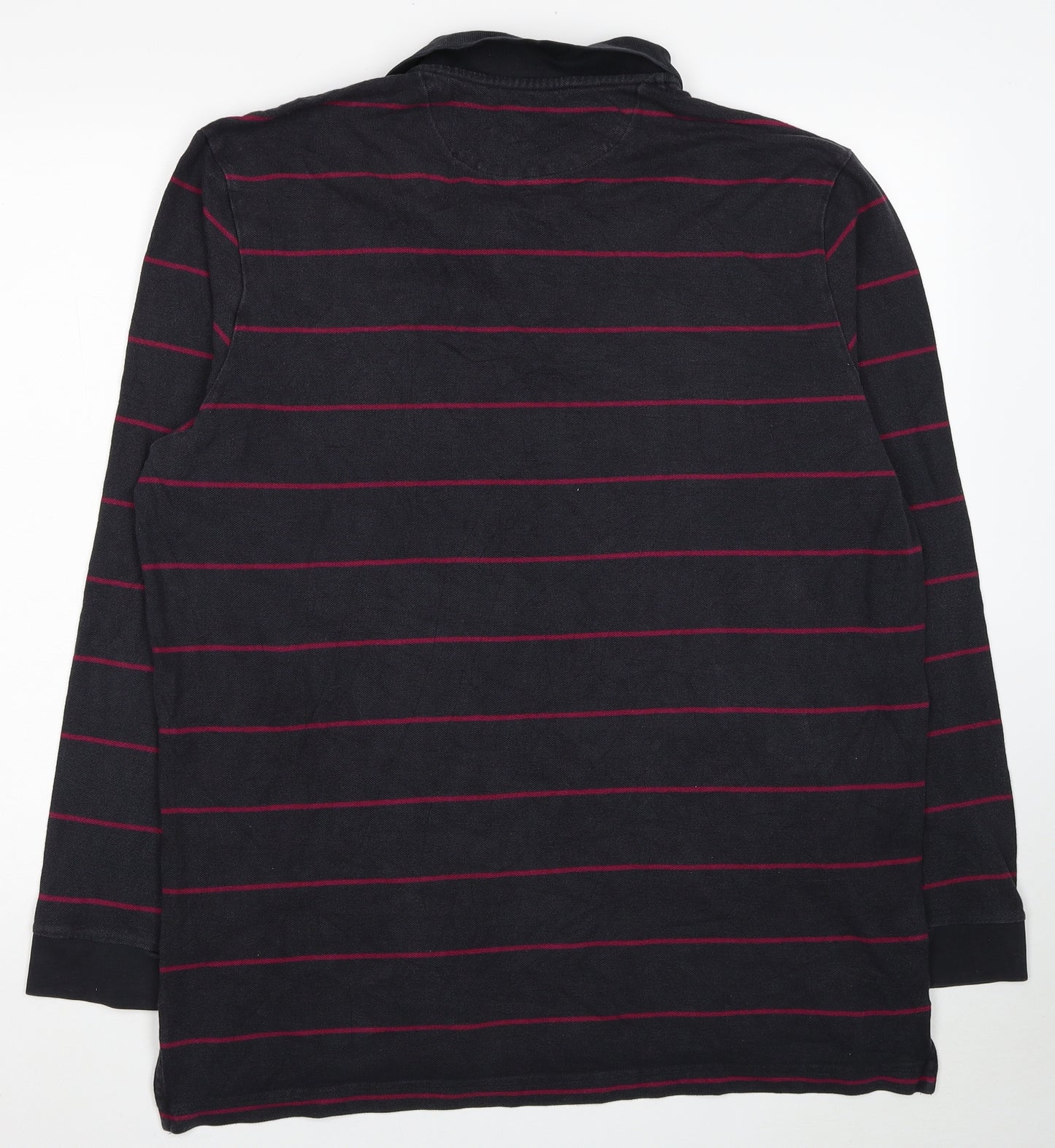 Charles Tyrwhitt Mens Black Striped Cotton Polo Size XL Collared Pullover