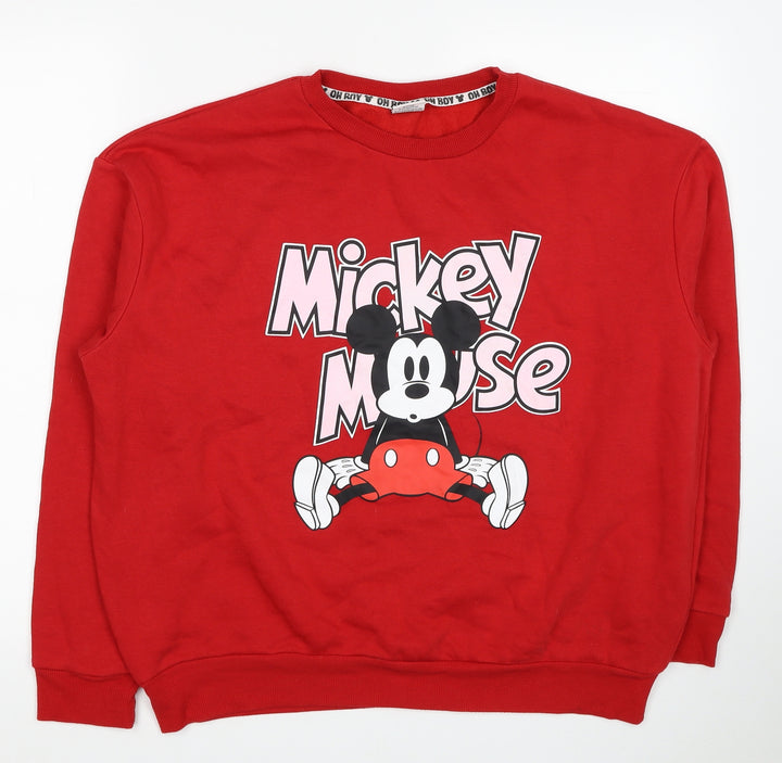 Disney Womens Red Polyester Pullover Sweatshirt Size 14 Pullover - Mickey Mouse