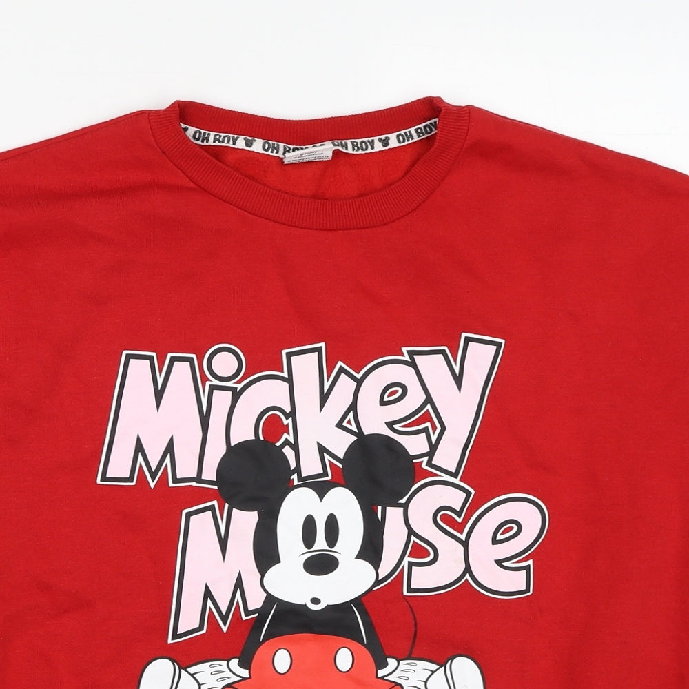 Disney Womens Red Polyester Pullover Sweatshirt Size 14 Pullover - Mickey Mouse