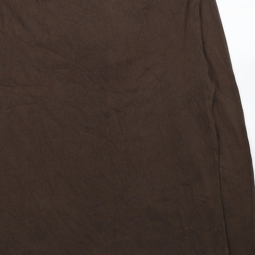 Marks and Spencer Womens Brown Cotton Jersey T-Shirt Size 12 V-Neck