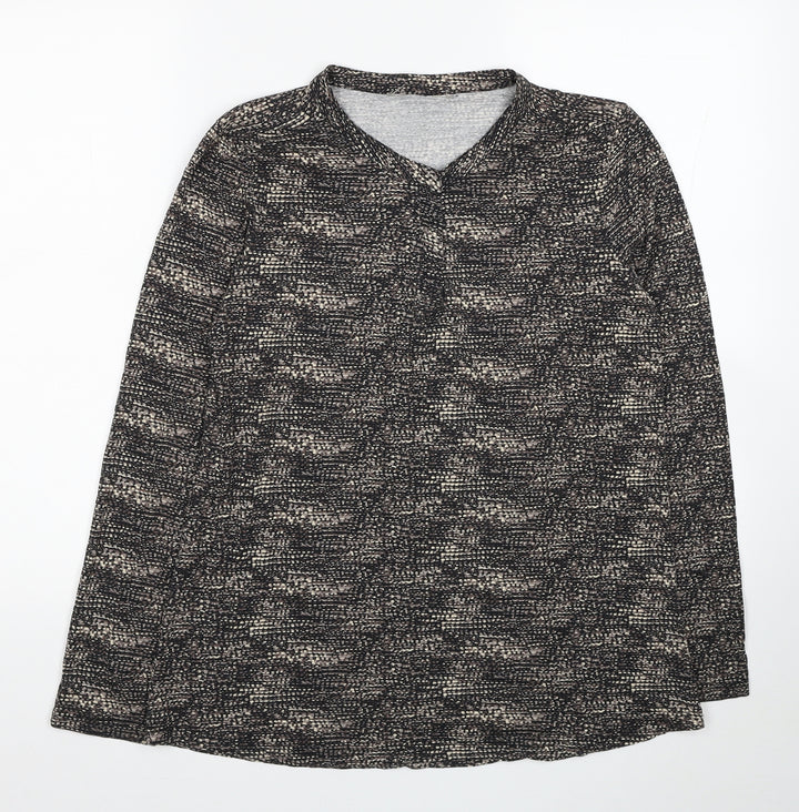 Skopes Womens Brown Geometric Viscose Basic T-Shirt Size 10 Round Neck