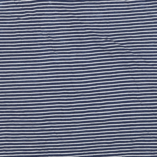 EWM Womens Blue Striped Cotton Basic T-Shirt Size XL Round Neck