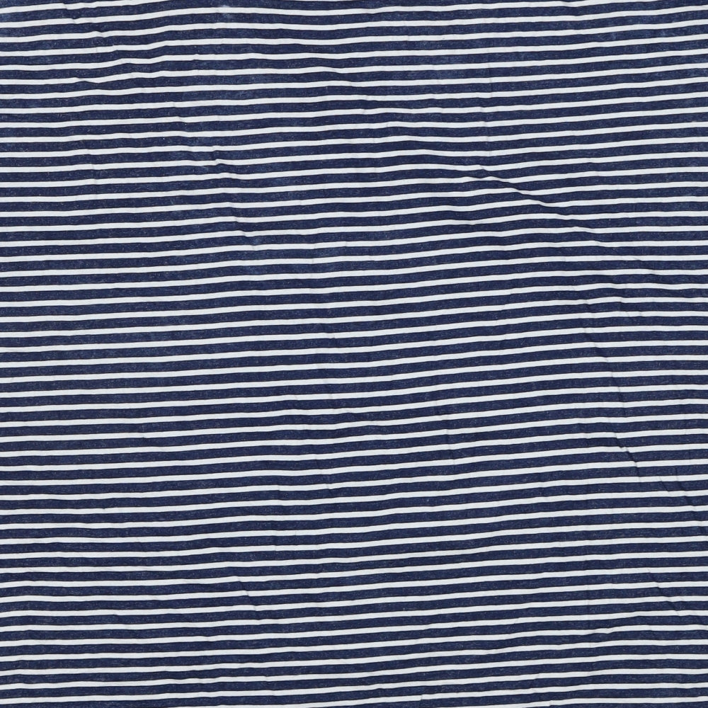 EWM Womens Blue Striped Cotton Basic T-Shirt Size XL Round Neck