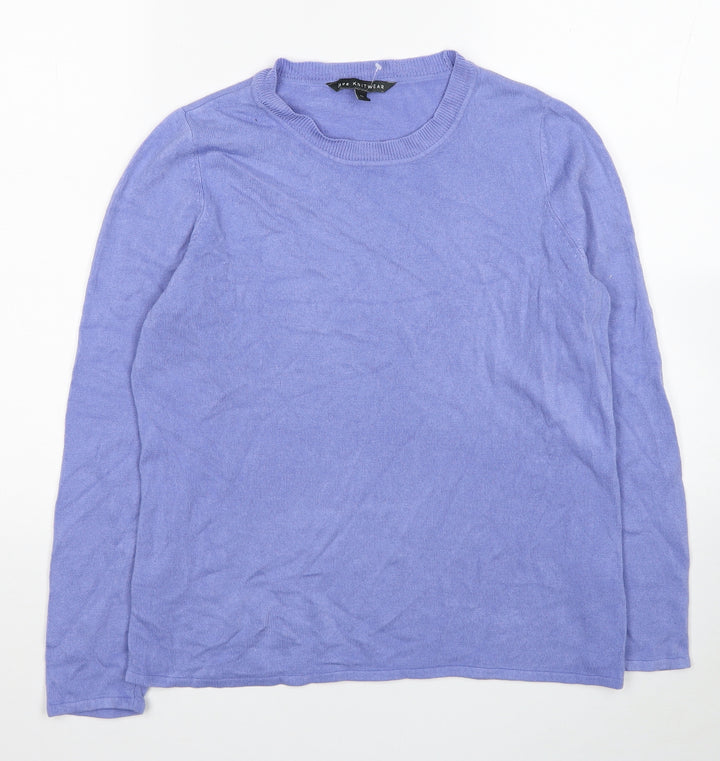 Bonmarché Womens Blue Round Neck Acrylic Pullover Jumper Size 12