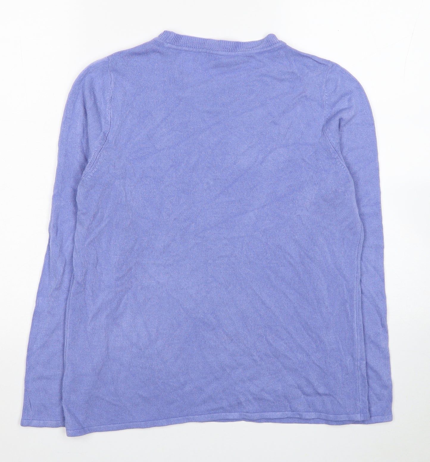 Bonmarché Womens Blue Round Neck Acrylic Pullover Jumper Size 12