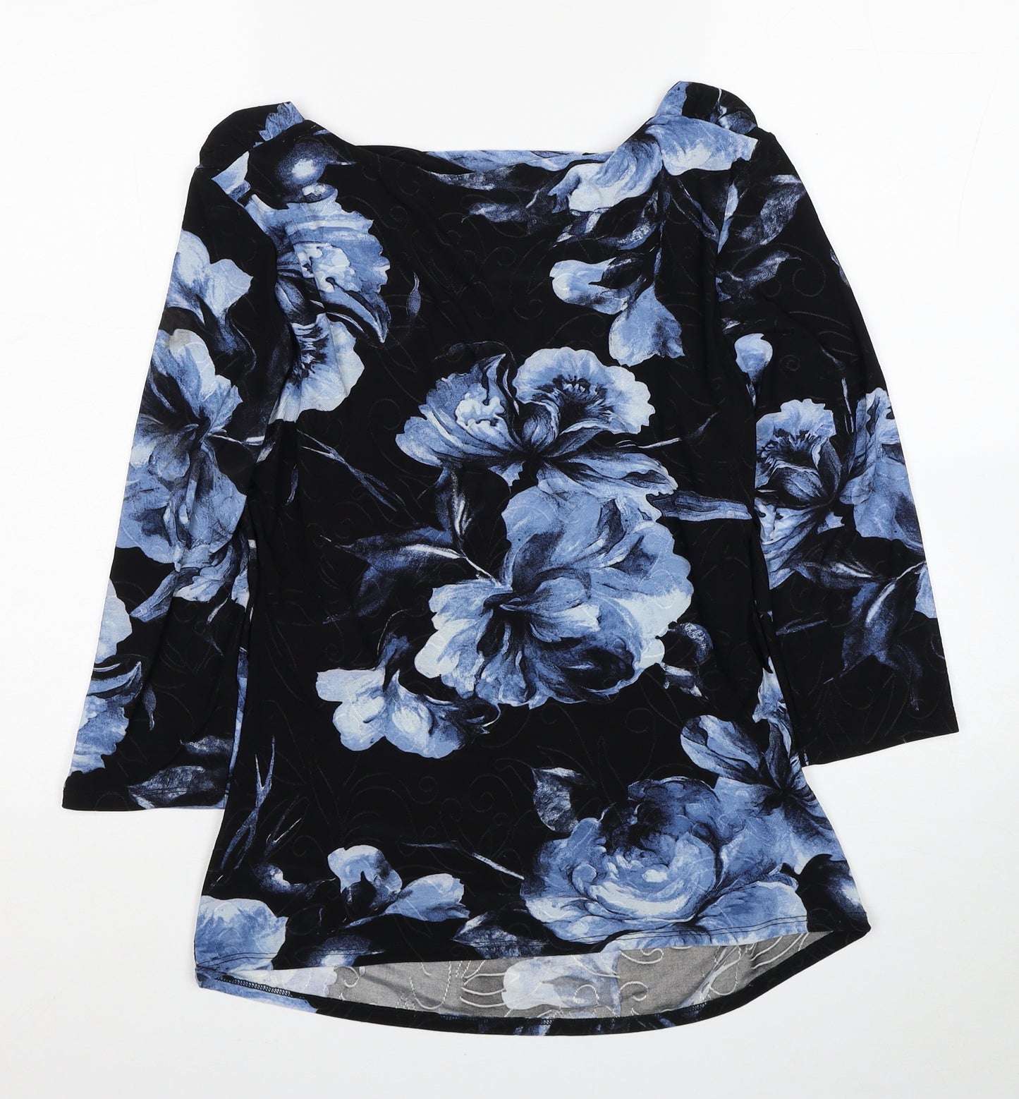 Roman Womens Multicoloured Floral Polyester Basic Blouse Size 6 Cowl Neck