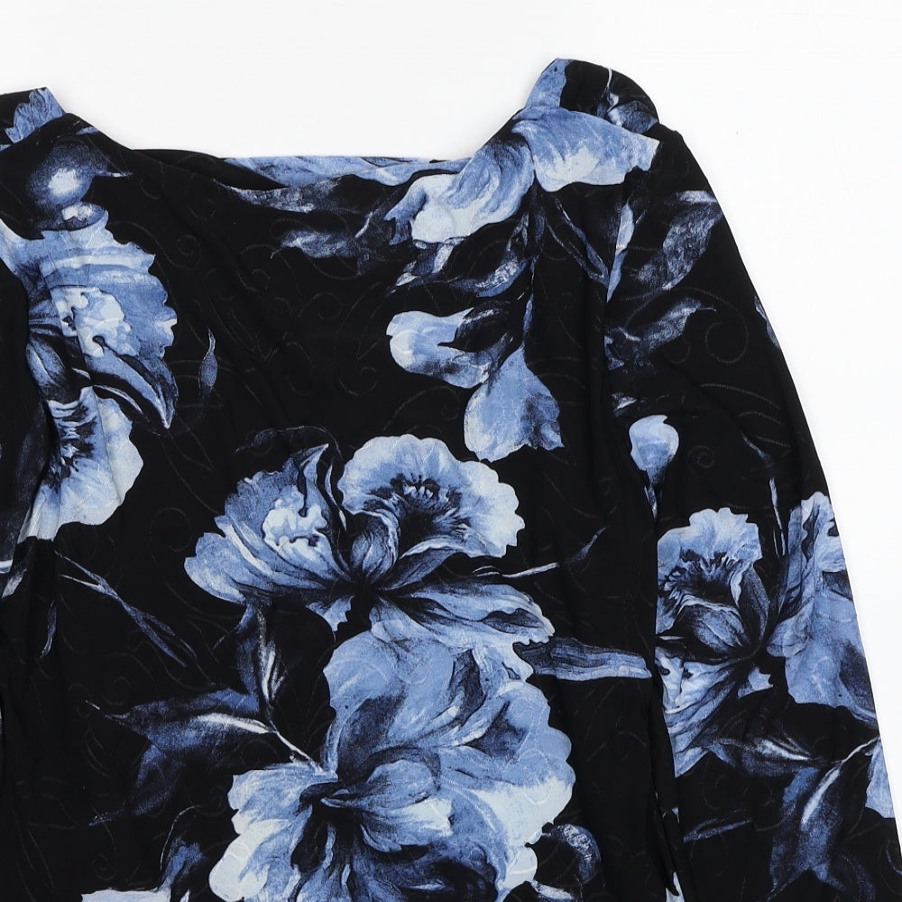 Roman Womens Multicoloured Floral Polyester Basic Blouse Size 6 Cowl Neck