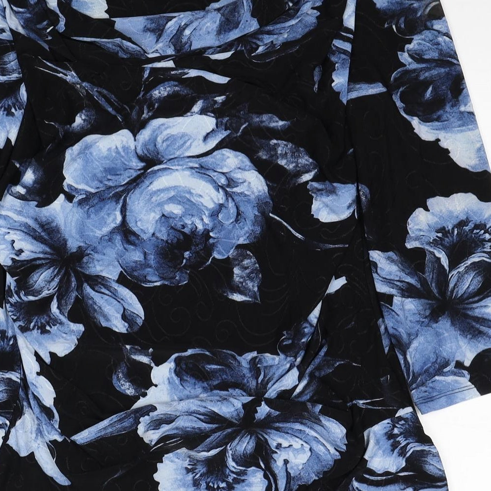 Roman Womens Multicoloured Floral Polyester Basic Blouse Size 6 Cowl Neck