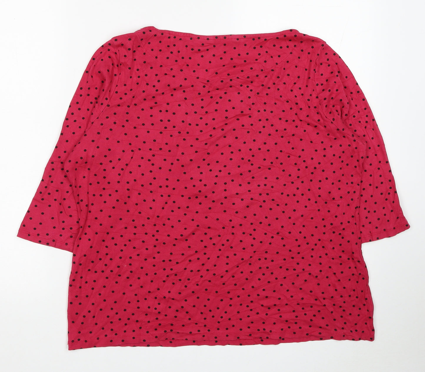 Marks and Spencer Womens Pink Polka Dot Cotton Jersey T-Shirt Size 18 Boat Neck