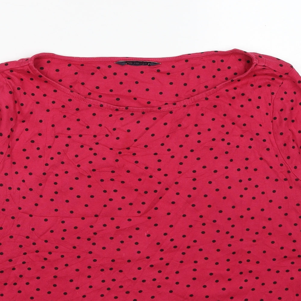 Marks and Spencer Womens Pink Polka Dot Cotton Jersey T-Shirt Size 18 Boat Neck