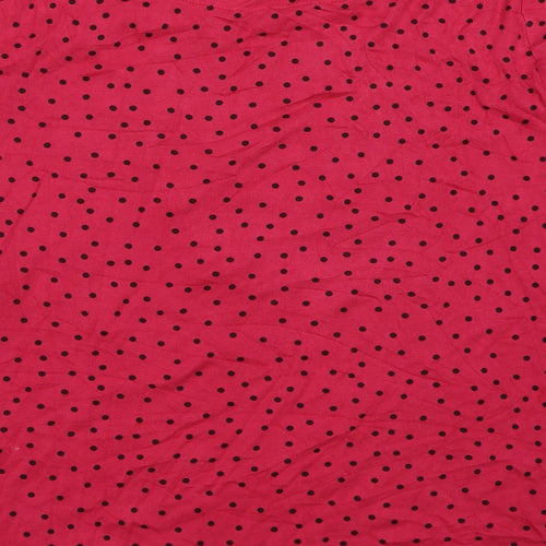 Marks and Spencer Womens Pink Polka Dot Cotton Jersey T-Shirt Size 18 Boat Neck