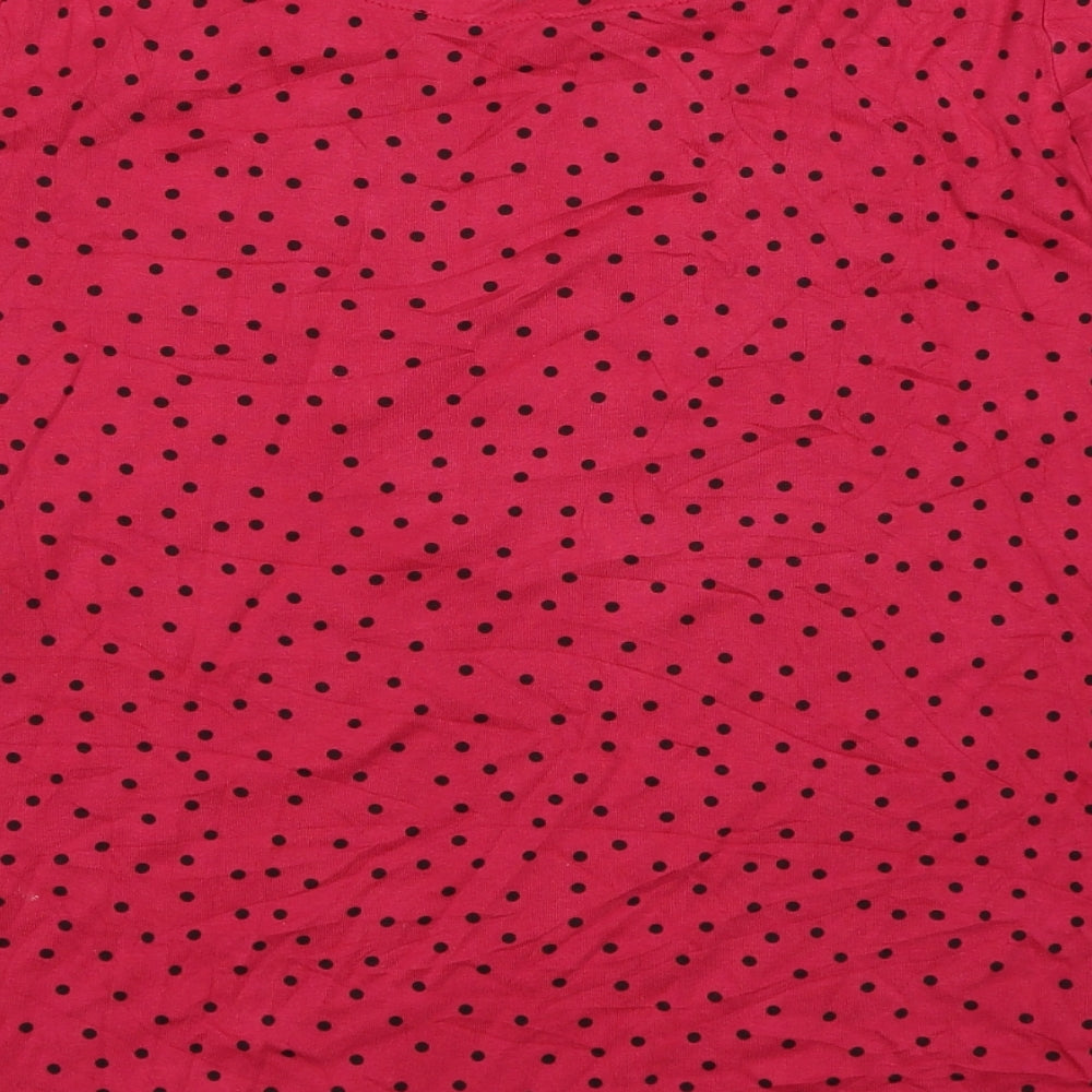 Marks and Spencer Womens Pink Polka Dot Cotton Jersey T-Shirt Size 18 Boat Neck