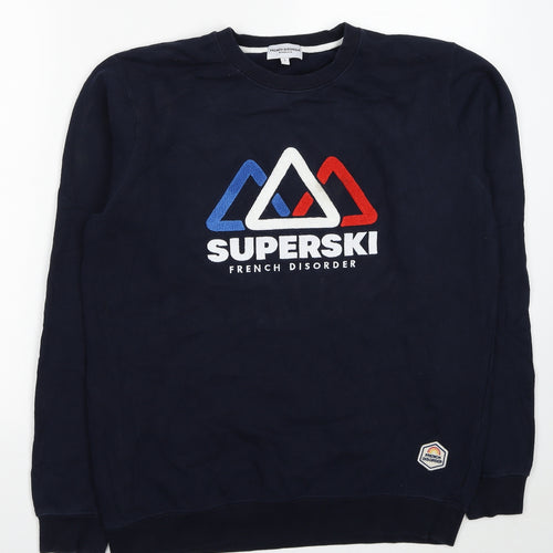 French Disorder Mens Blue Cotton Pullover Sweatshirt Size L - Superski