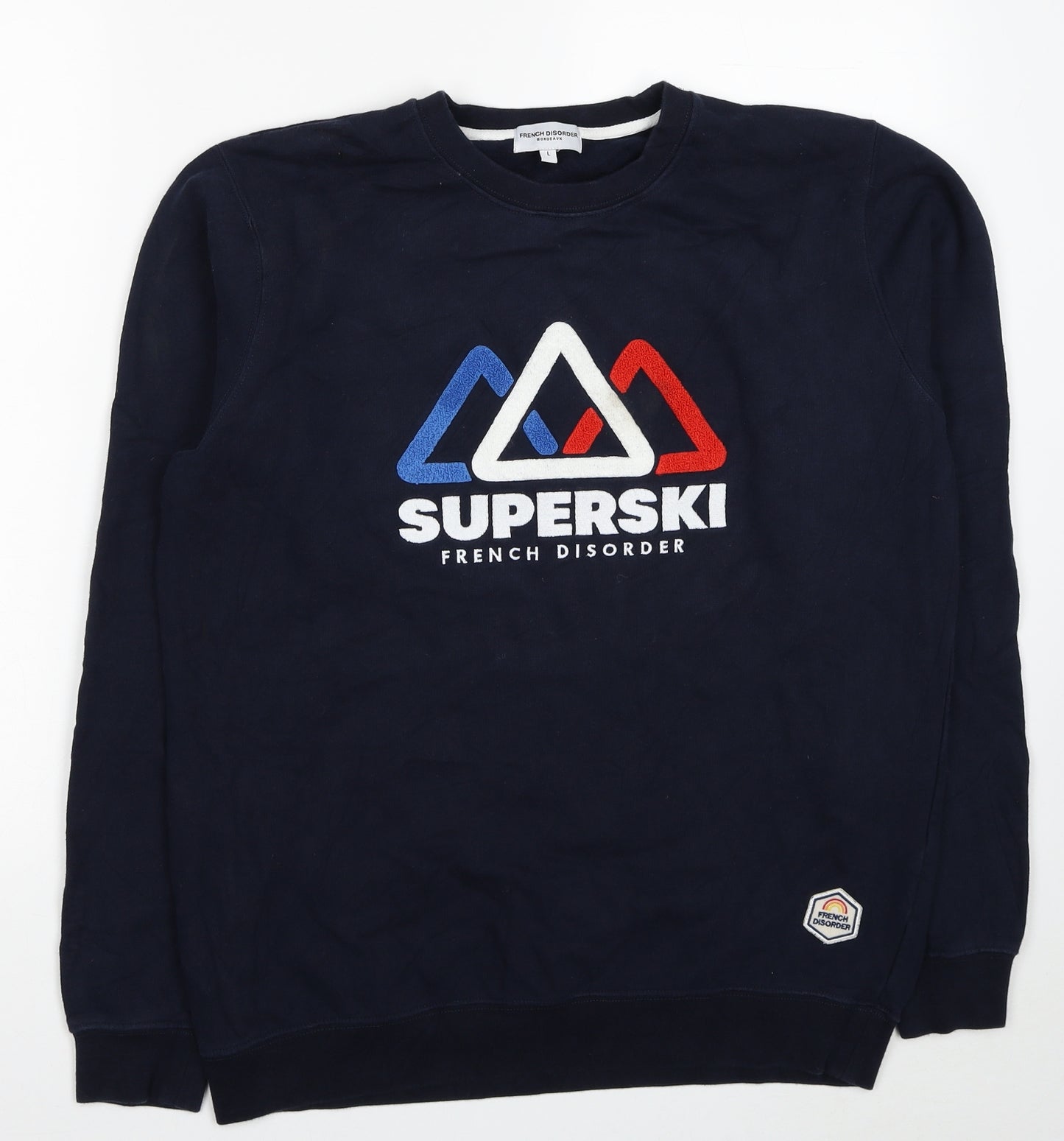 French Disorder Mens Blue Cotton Pullover Sweatshirt Size L - Superski