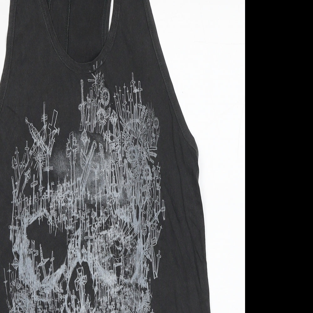 Religion Womens Grey Cotton Tunic Tank Size 10 Scoop Neck - Skull