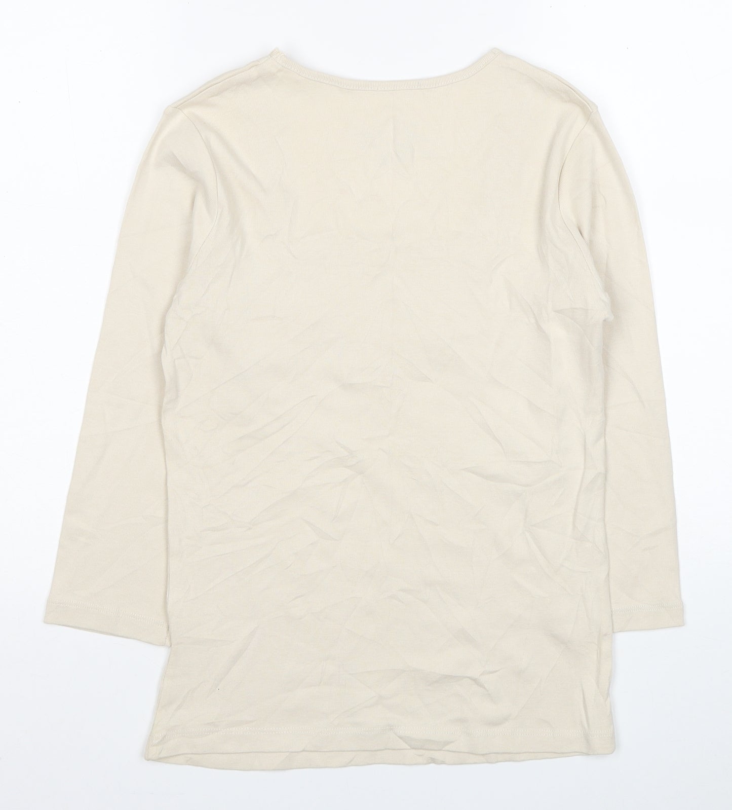 M&Co Womens Beige Cotton Jersey Blouse Size S Square Neck