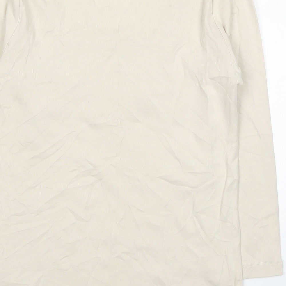 M&Co Womens Beige Cotton Jersey Blouse Size S Square Neck