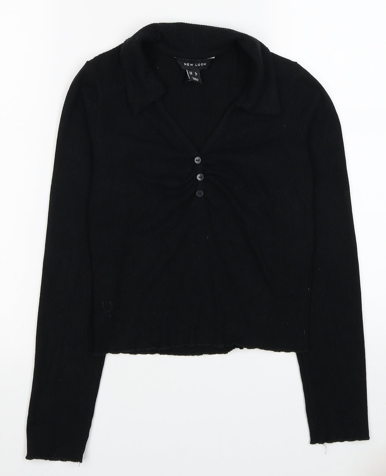 New Look Womens Black Collared Polyester Pullover Jumper Size 8