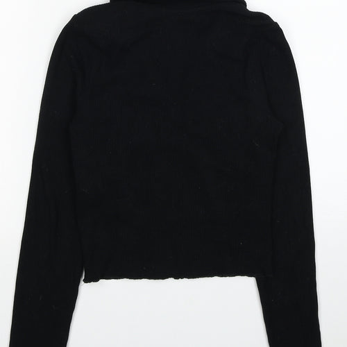 New Look Womens Black Collared Polyester Pullover Jumper Size 8