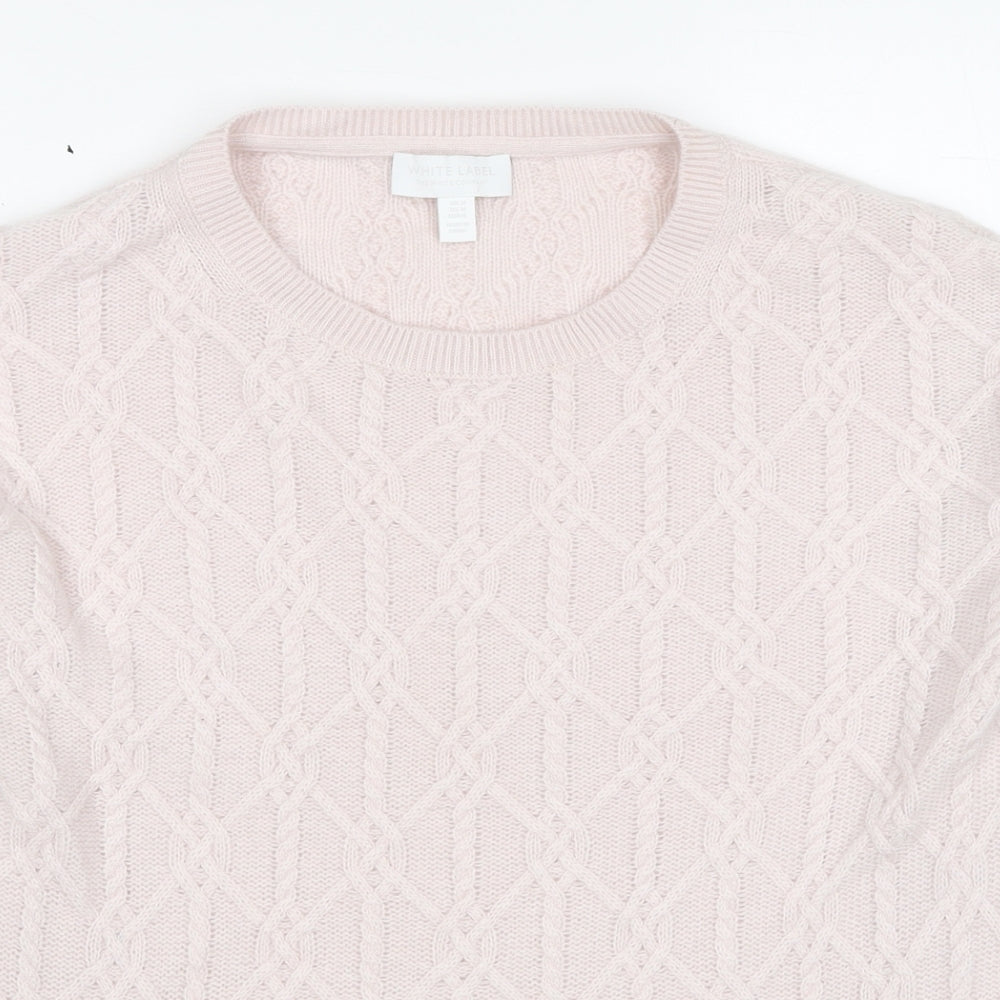 The White Company Womens Pink Round Neck Cashmere Pullover Jumper Size M