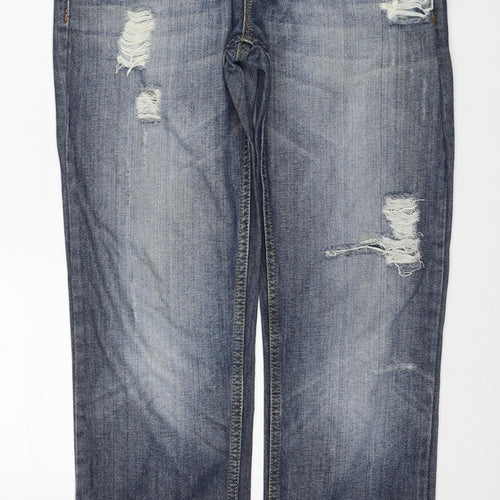 People Mens Blue Cotton Straight Jeans Size 32 in L29 in Regular Zip
