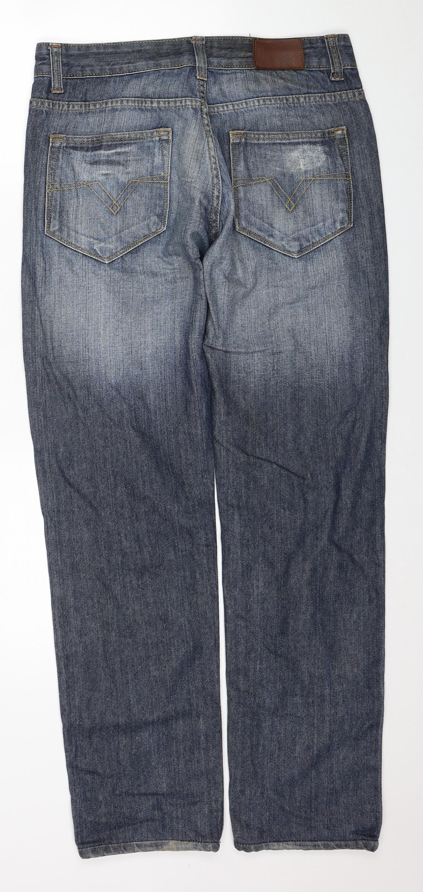 People Mens Blue Cotton Straight Jeans Size 32 in L29 in Regular Zip