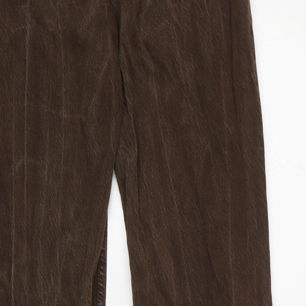 Zara Womens Brown Cotton Flared Jeans Size 6 L31 in Regular Zip