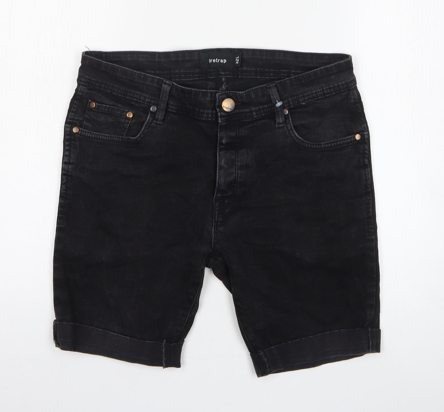 Firetrap Womens Black Cotton Bermuda Shorts Size 32 in L9 in Regular Zip