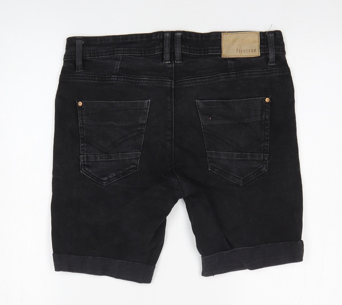 Firetrap Womens Black Cotton Bermuda Shorts Size 32 in L9 in Regular Zip